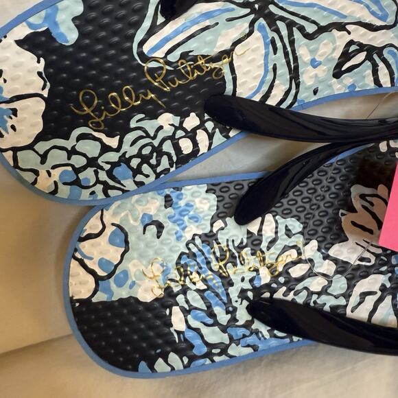 NWT‎ Lilly Pulitzer Sandals Sz 5/6 Floral Flip Flop Women Beach Vacation Travel - Picture 4 of 6